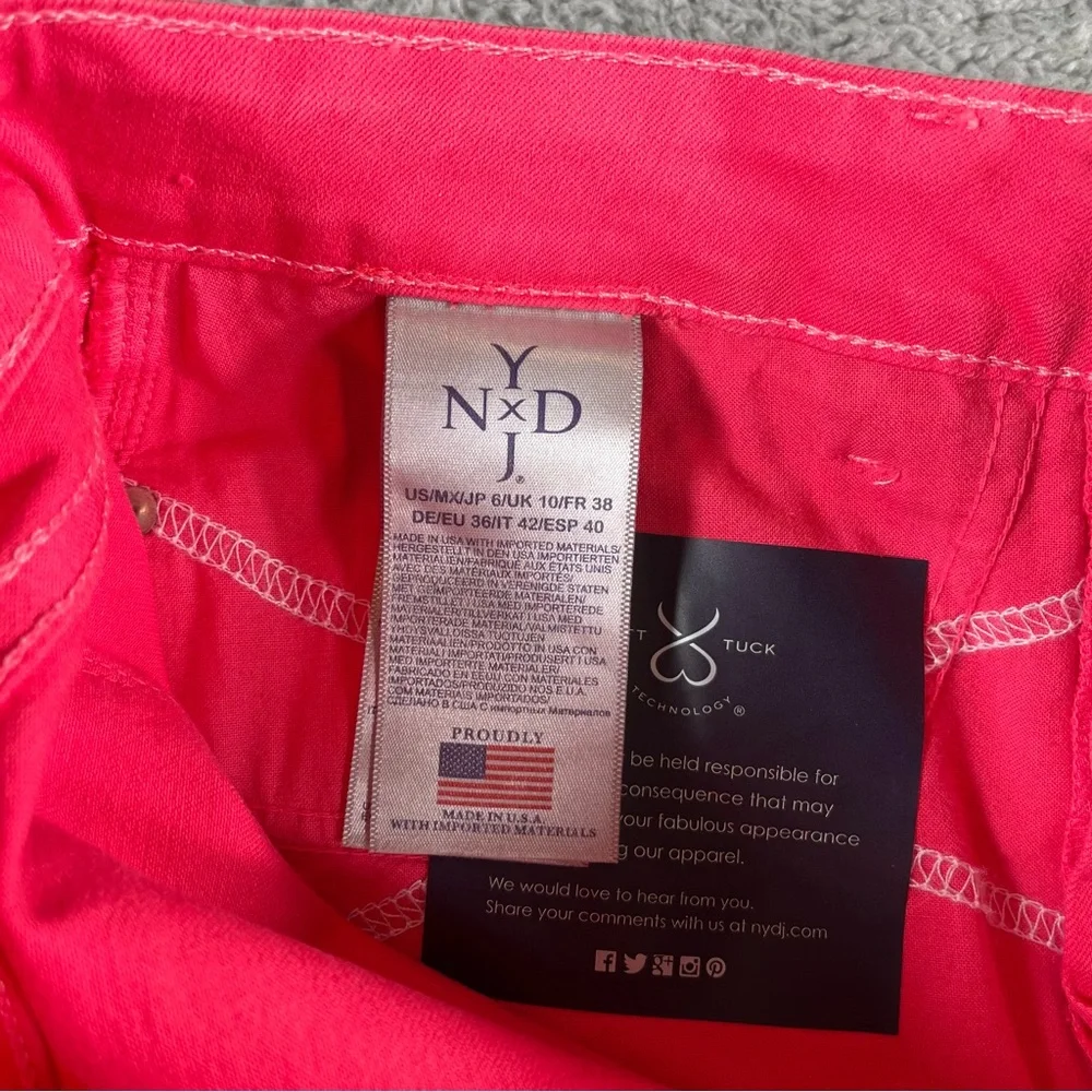 NYDJ Women's Clarissa Ankle Pink Jeans Size 6 Lift Tuck Technology - Picture 4 of 10